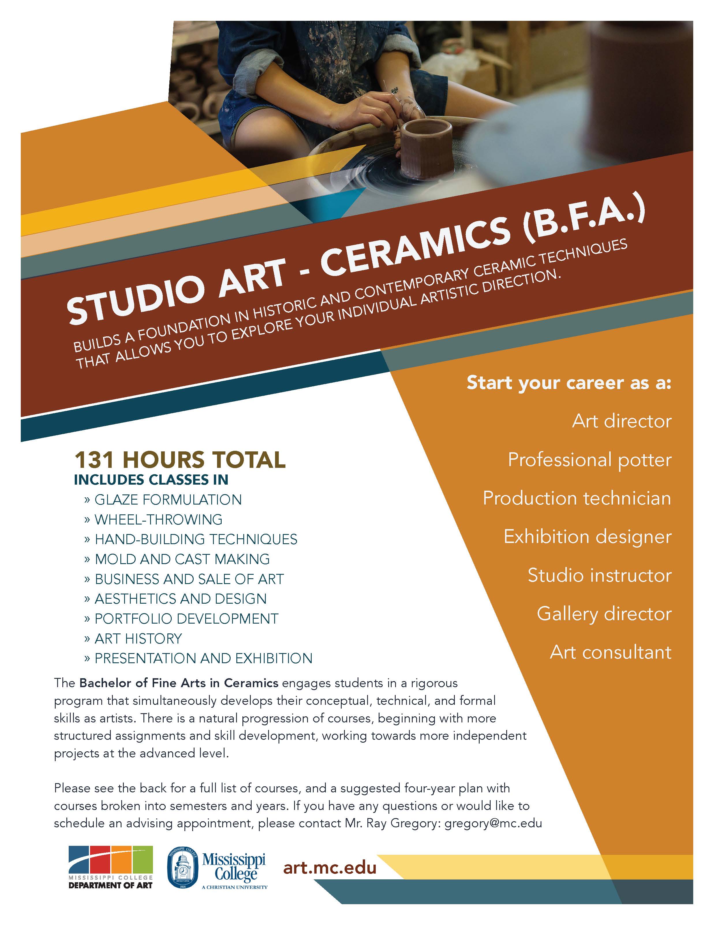 Studio Art - Ceramics, B.F.A. Flyer
