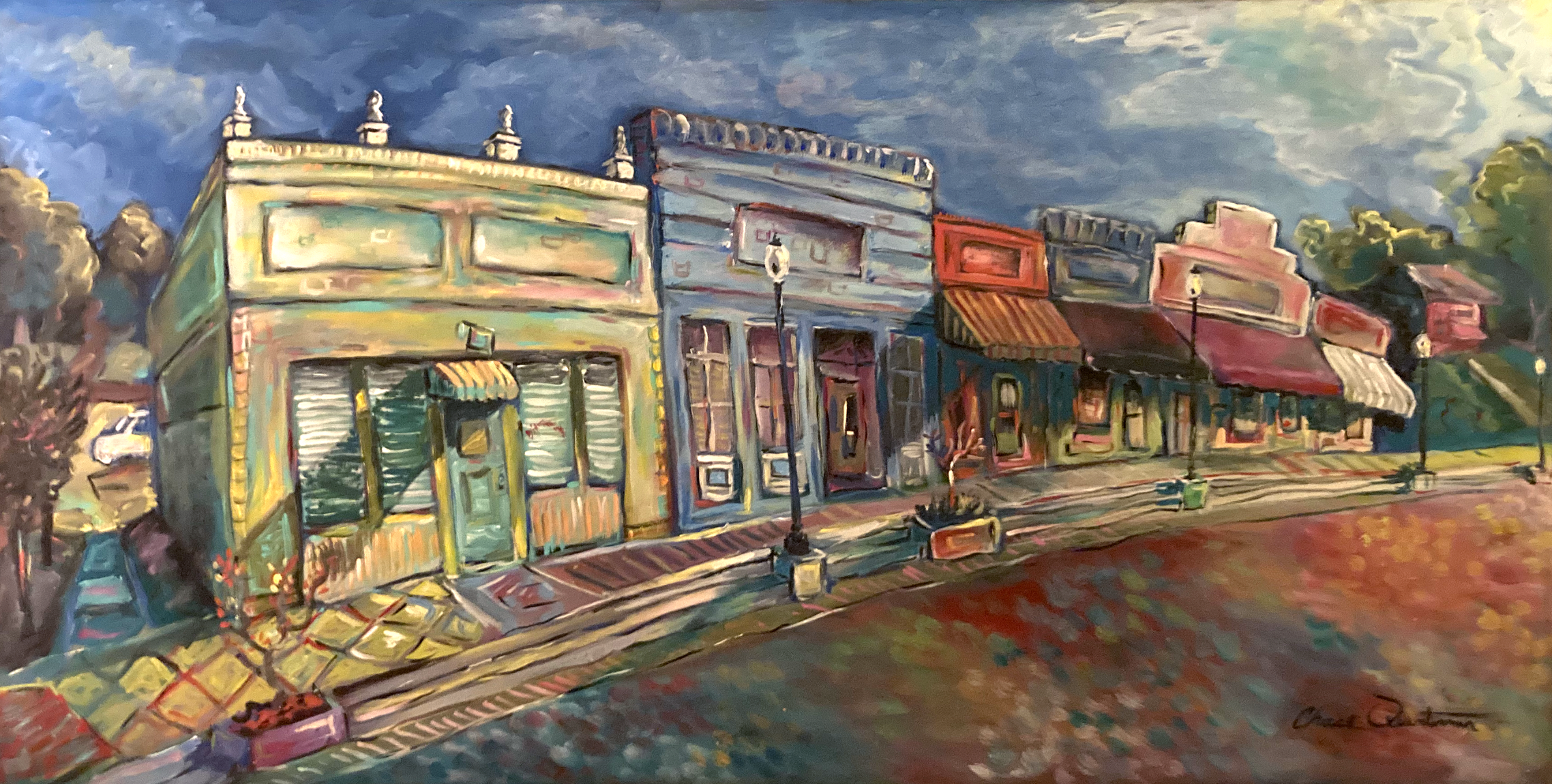Acrylic painting of old town