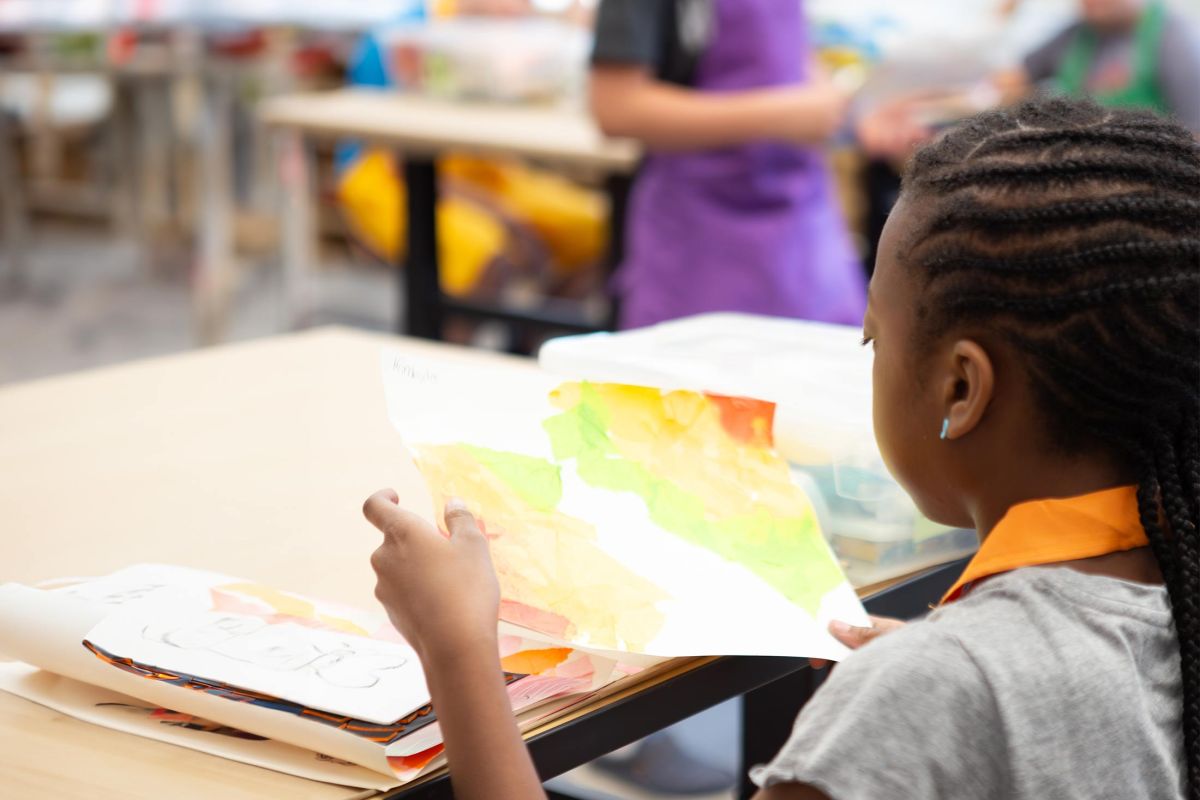 young students enjoying art classes