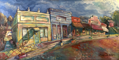 Acrylic painting of old town 